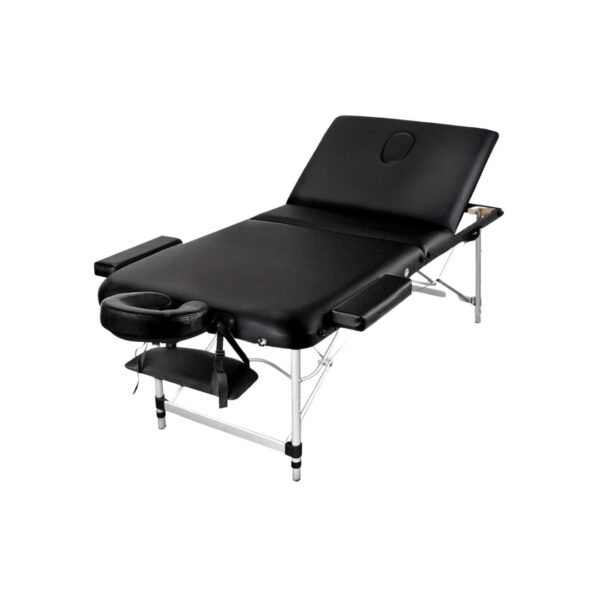 75cm Black Aluminium Massage Table with adjustable 3-section backrest