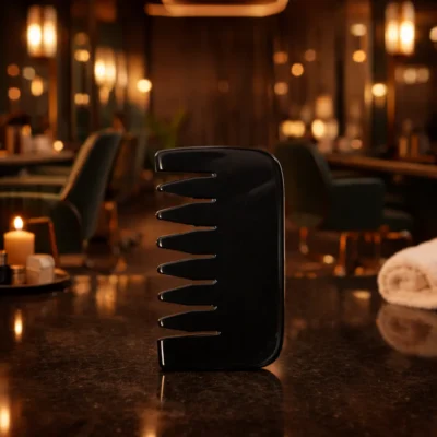 8.3 cm Square Black Obsidian Comb