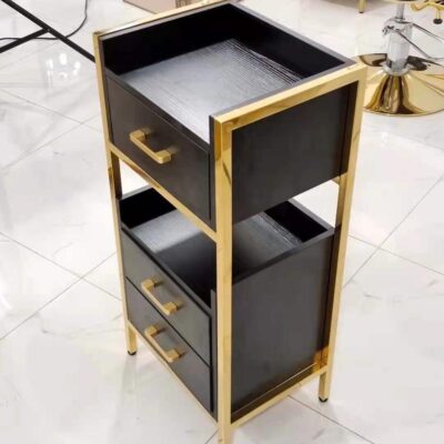 Black and Gold 3 Draw Salon Cupboard
