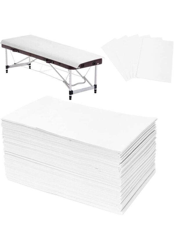 Disposable Massage Table Covers – White – 50 Pack