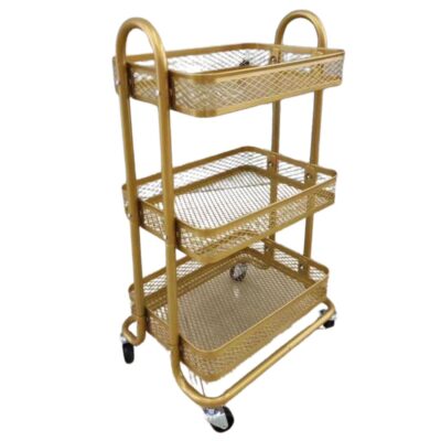Gold 3 Tier Salon Trolley