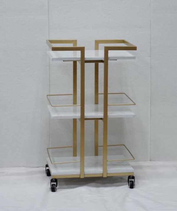 Gold and White 3 Tier Spa Trolley