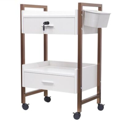 Gold and White Lockable 2 Draw Trolley