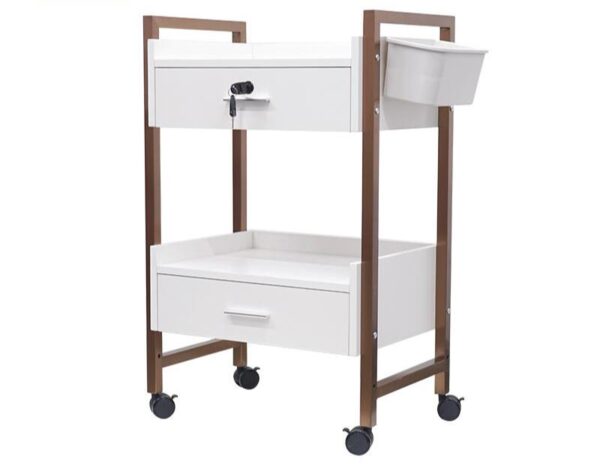 Gold and White Lockable 2 Draw Trolley