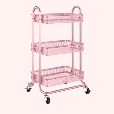 Pink 3 Tier Salon Trolley