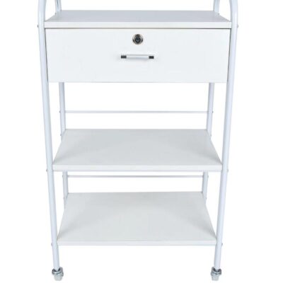 White Lockable 1 Draw Salon Trolley