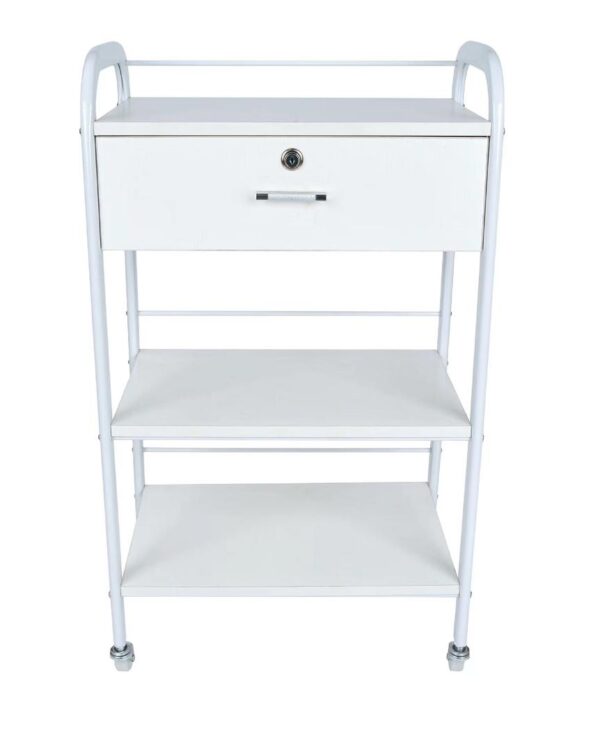 White Lockable 1 Draw Salon Trolley