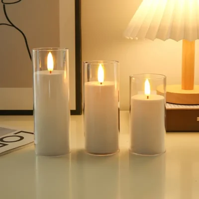 Battery Operated LED Flickering Flameless Candles 3pcs