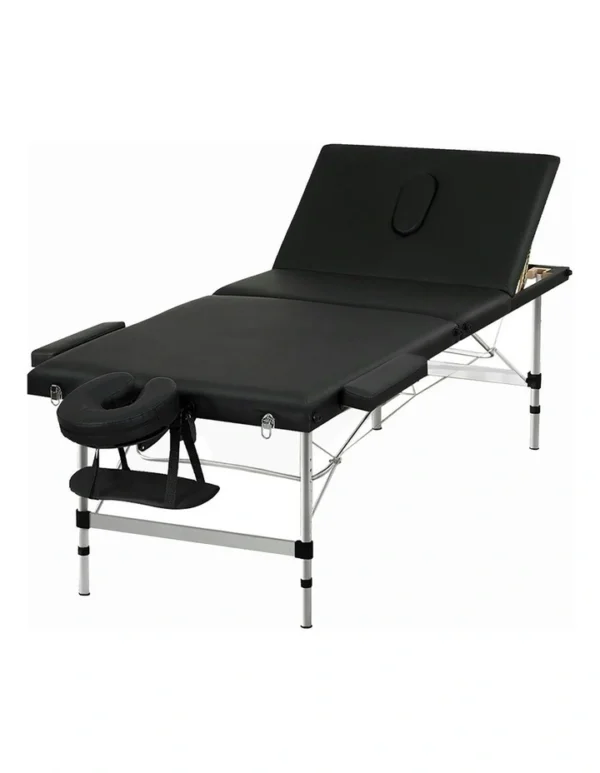75cm Extra Plush Black Massage Table with Wood Legs + Deluxe Carry Bag