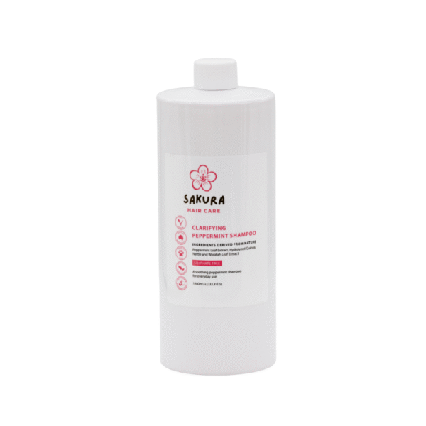 Clarifying Peppermint Shampoo 1L bulk salon size for deep cleansing and refreshing scalp care