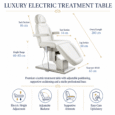 Luxury Electric Treatment Table dimensions showing length, width and adjustable height