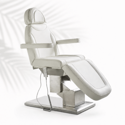 Luxury Electric Treatment Table in white with adjustable backrest