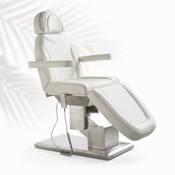 Luxury Electric Treatment Table in white with adjustable backrest