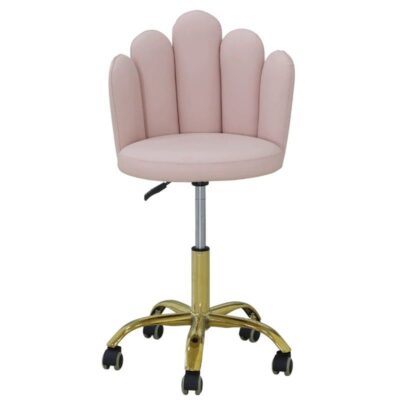 Pink Flower Salon Chair with gold base and petal-shaped velvet upholstery for luxury beauty salons