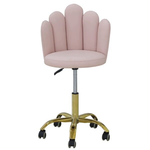 Pink Flower Salon Chair with gold base and petal-shaped velvet upholstery for luxury beauty salons