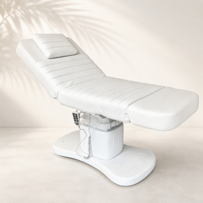 White Spa Electric Massage Table with adjustable backrest