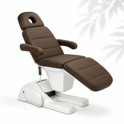 Clinic Elite Electric Table in brown with white electric base