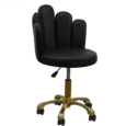Black Flower Salon Chair with gold hydraulic base and petal-shaped velvet upholstery for professional beauty salons