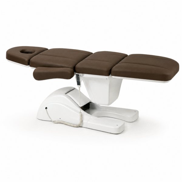 Clinic Elite Electric Table in brown with white electric base