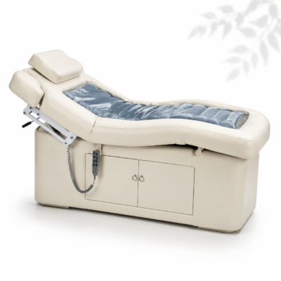 Heated Water Therapy Bed with electric lift and storage cabinet