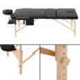 Professional 70cm wide black timber massage table with wooden legs