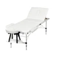 75cm White Aluminium Massage Table with adjustable 3-section backrest