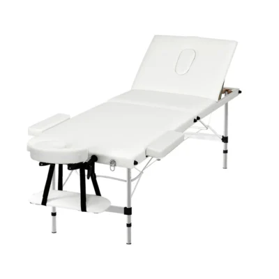 75cm White Massage Table with Aluminum Legs + Deluxe Carry Bag