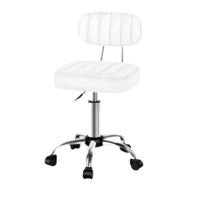 Comfort Beauty Stool with Back - White