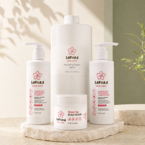 Sakura haircare products included in the head spa package
