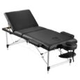 80cm Black Aluminium Massage Table with 6cm plush padding and adjustable backrest