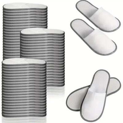 Disposable Slippers - White & Grey - 40 pairs