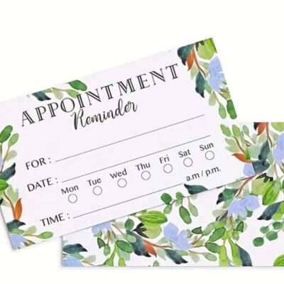Appointment Reminder Cards - Leaf Design - 100 pcs