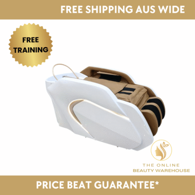 Gold Deluxe Spa Japanese Head Spa with Massage Chair  – White & Taupe