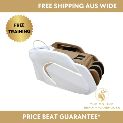 Gold Deluxe Spa Japanese Head Spa with Massage Chair  – White & Taupe