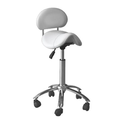 Saddle Stool with Back - White