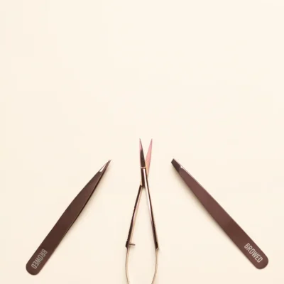 Browed - Chocolate Slanted, Point Tweezers + Scissors Set
