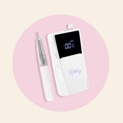 Portable Nail Drill - White with desktop clock charger