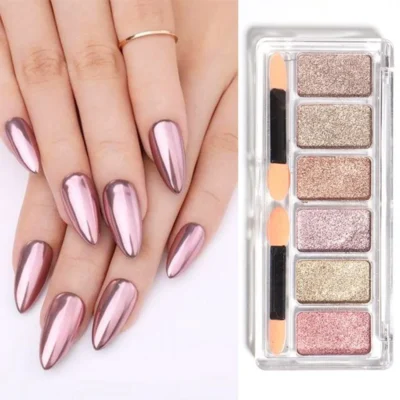 NSI Rose Gold Holographic Solid Chrome Pigment Palette - 6 Shades