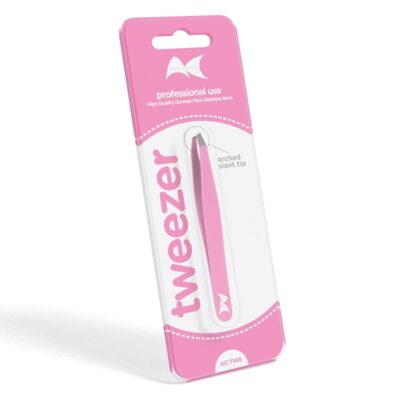 Tweezer 8 – Arched Slant Tip (Pink)