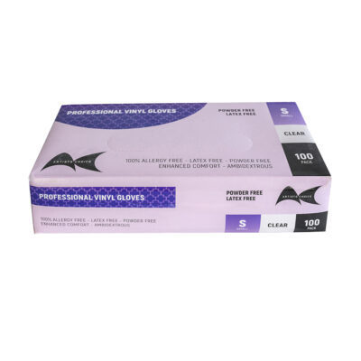 Artist’s Choice Professional Vinyl Gloves – Small (100 Pack, Clear)