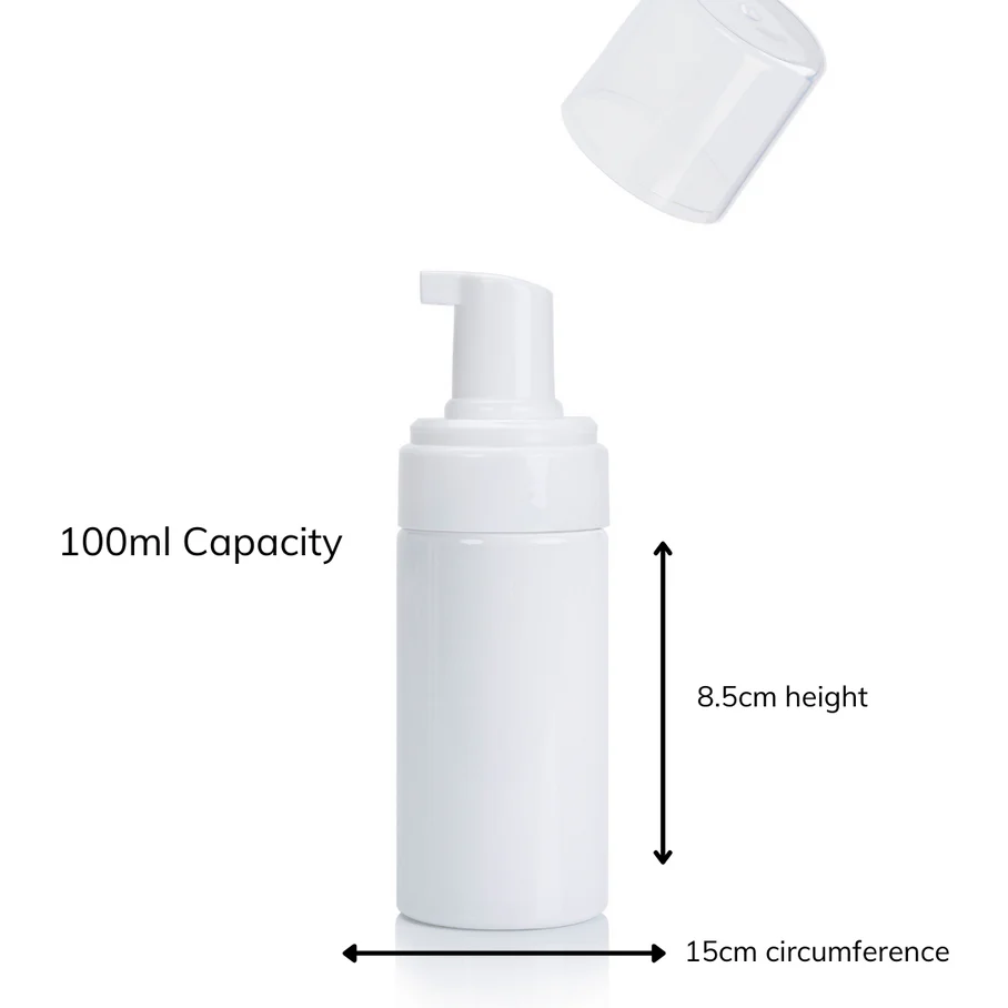 Empty Foaming Pump Bottles 100ml - White - Image 2