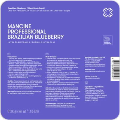 Mancine Professional Ultra Film Hot Wax / Brazilian Blueberry 500g