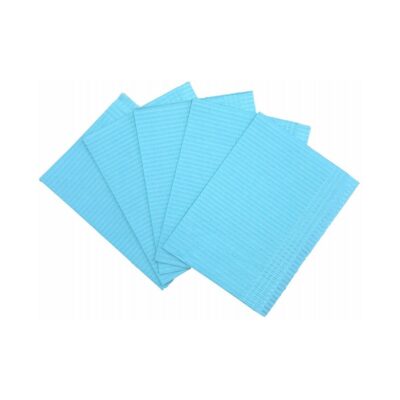 Bulk carton of 500 blue dental bibs 3-ply waterproof for professional clinic use
