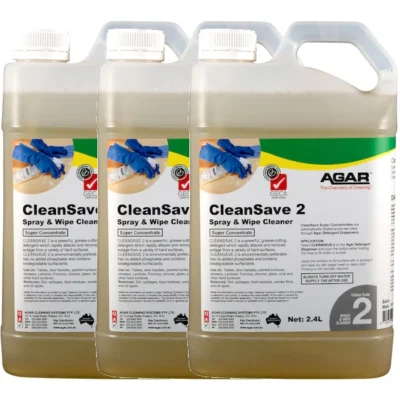 Agar CleanSave 2 Spray and Wipe Cleaner Concentrated - 3 X 2.4Lt