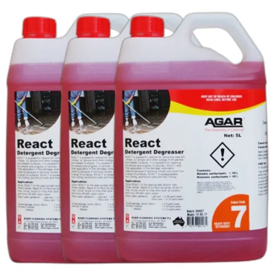 Agar React Degreaser for Smoke or Fire Restoration and Road Dirt - 3 X 5Lt
