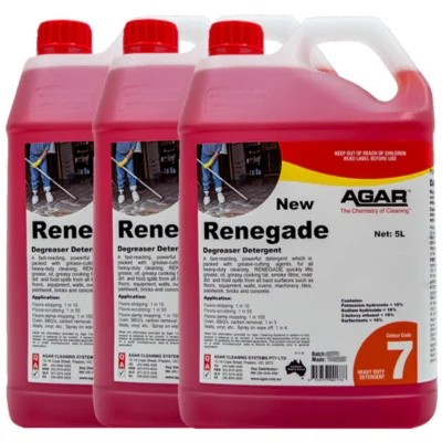 Agar Renegade Degreaser Detergent for Mud, Oil Films and Grease - 3 X 5Lt