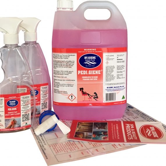 Pedi Giene Disinfectant 5L Starter Pack for pedicure salon hygiene and cleaning