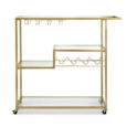 3 Tier Glass Beauty Trolley with gold frame and glass shelves