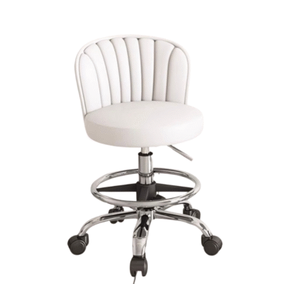 Belle Salon Stool White adjustable beauty salon stool with wheels