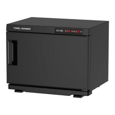 Black 16L hot towel cabinet for salons and spas